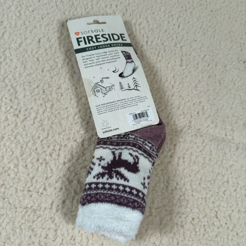 Sof sole Women's 1 Pair Fireside Moose Crew Socks w/aloe vera shoe size 5-10